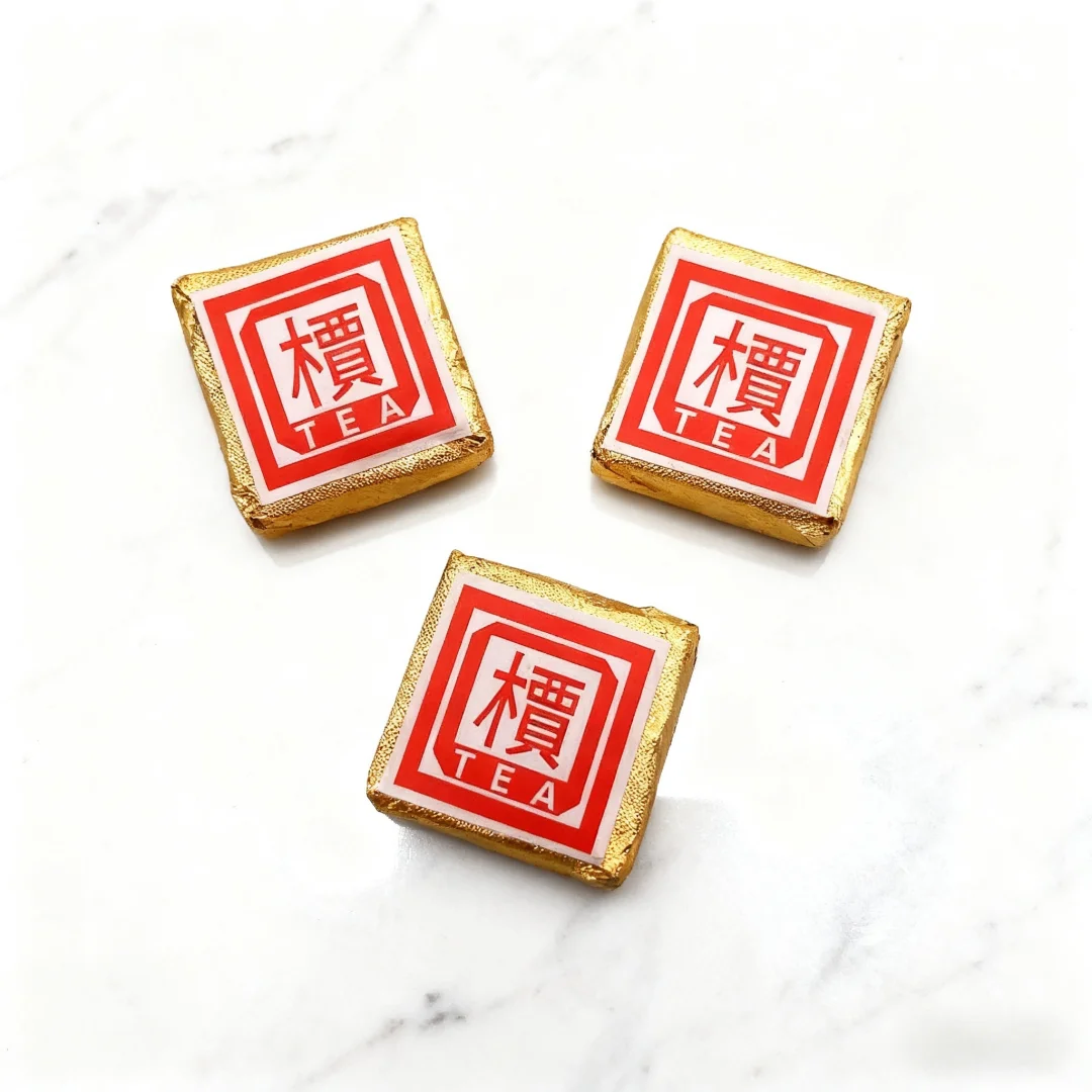 TEA Character Label, Red Adhesive Label, Yunnan Shu/Raw Pu'er Tea Label, Round/Square Pu erh Tea Label Customizable