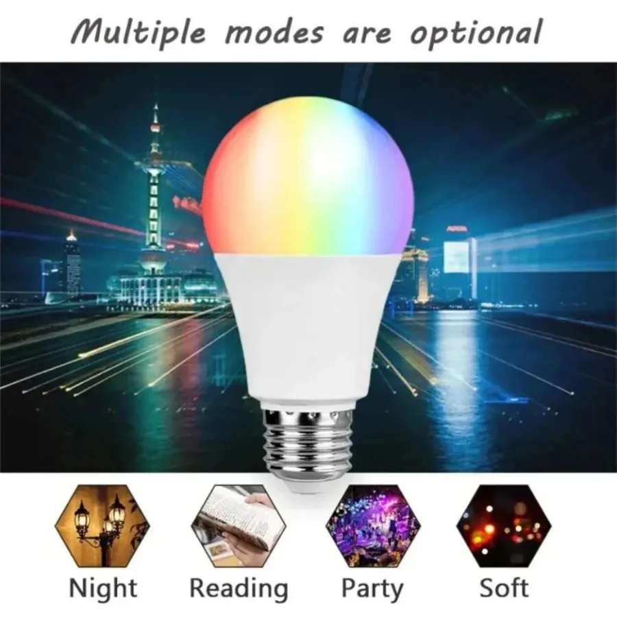 16 Colors RGB Bulb LED Multicolor Bulb E27 220V Household Lighting Dimmable 24 Key Remote Control Smart Lamp Atmosphere Light