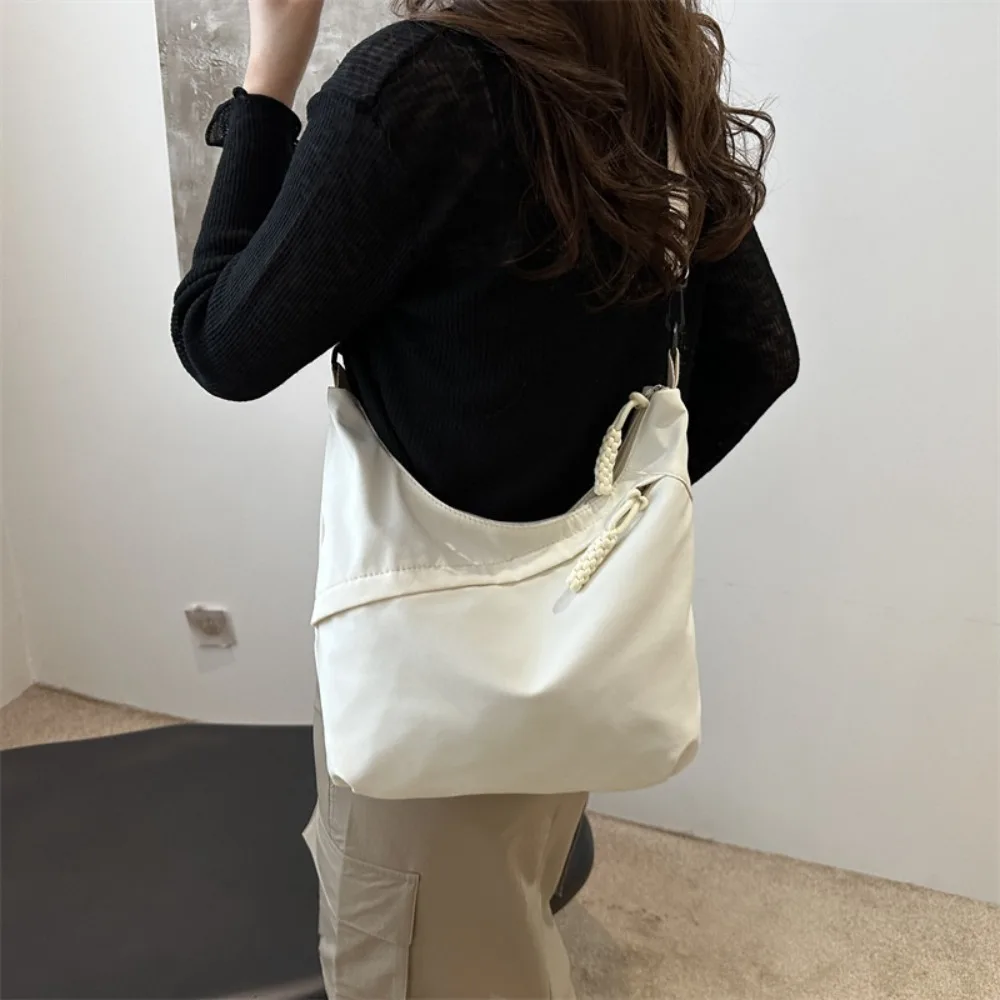 Bolso cruzado de lona de nailon para mujer, bolso de hombro de estilo coreano de gran capacidad, correas ajustables de Color sólido, bolso de mano para mujer