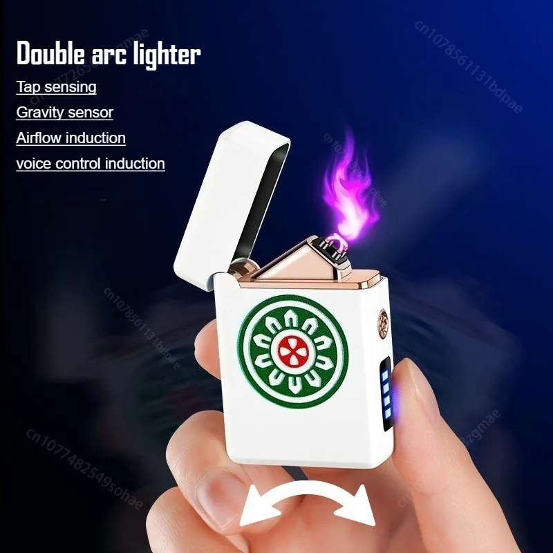Voice Controlled Dual Arc Lighter with Multiple Sensing, USB Charging, Windproof Direct Charging, Men's Decompression Lighter
