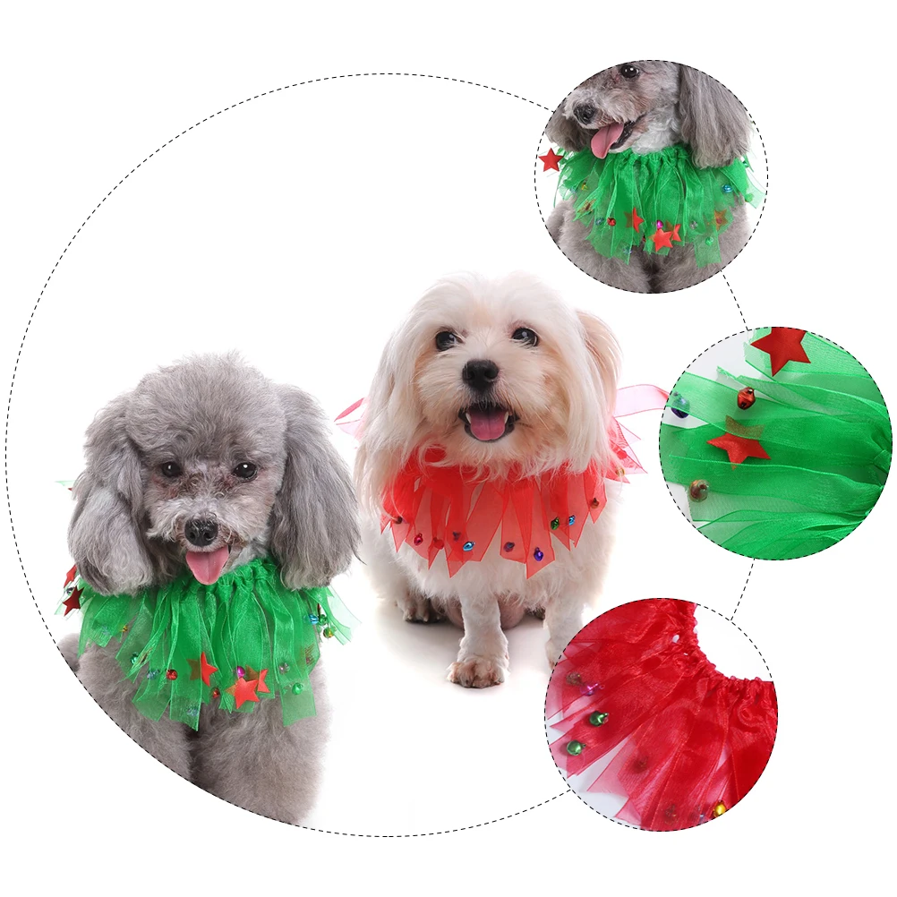 

2 Pcs Pet Christmas Collar Ribbon Decoration for Dogs Cute Collars Female and Elasticity
