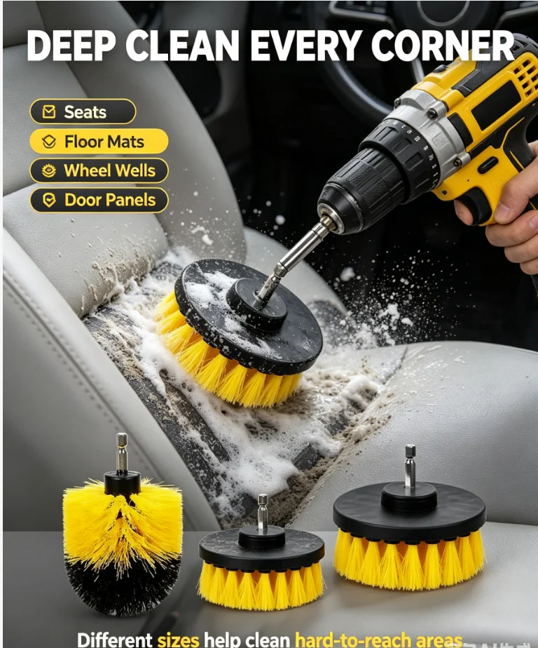 Brush Drill Brush Attachment Power Scrubber Tools For Cleaning Carpet & Leather And Upholstery Soft Cleaning Brush Accessories