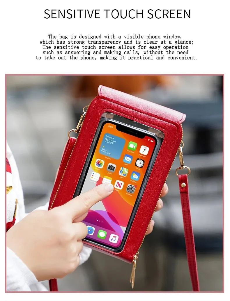 Touchscreen-Handytasche für Damen, süße Umhängetasche zum Tragen von Mobiltelefonen, modische Schlüsseltasche – Detail 6