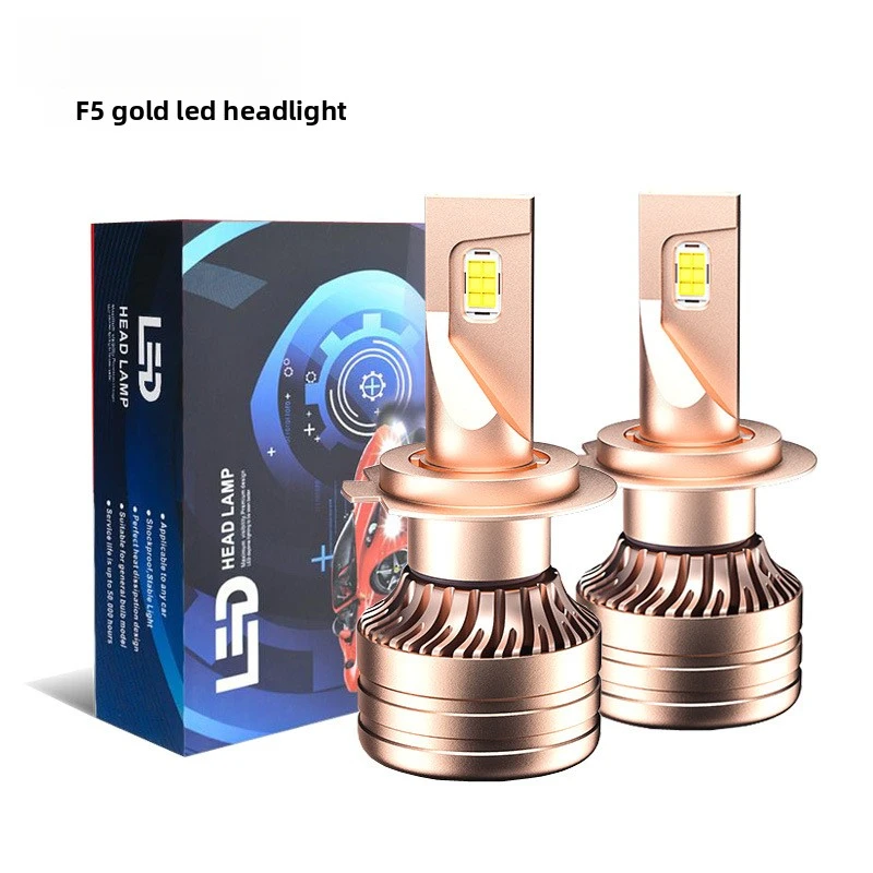 F5 Gold Blade Style Car LED Headlight 3570 Lamp Beads H1 H7 H11 H4 Modified Super Bright Spotlight Front Headlight