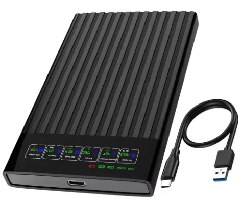 Type C Hard Drive Enclosure 2.5 Inch SATA External HDD SSD Case Aluminum LCD Display for Laptop PC High Speed Tool Free