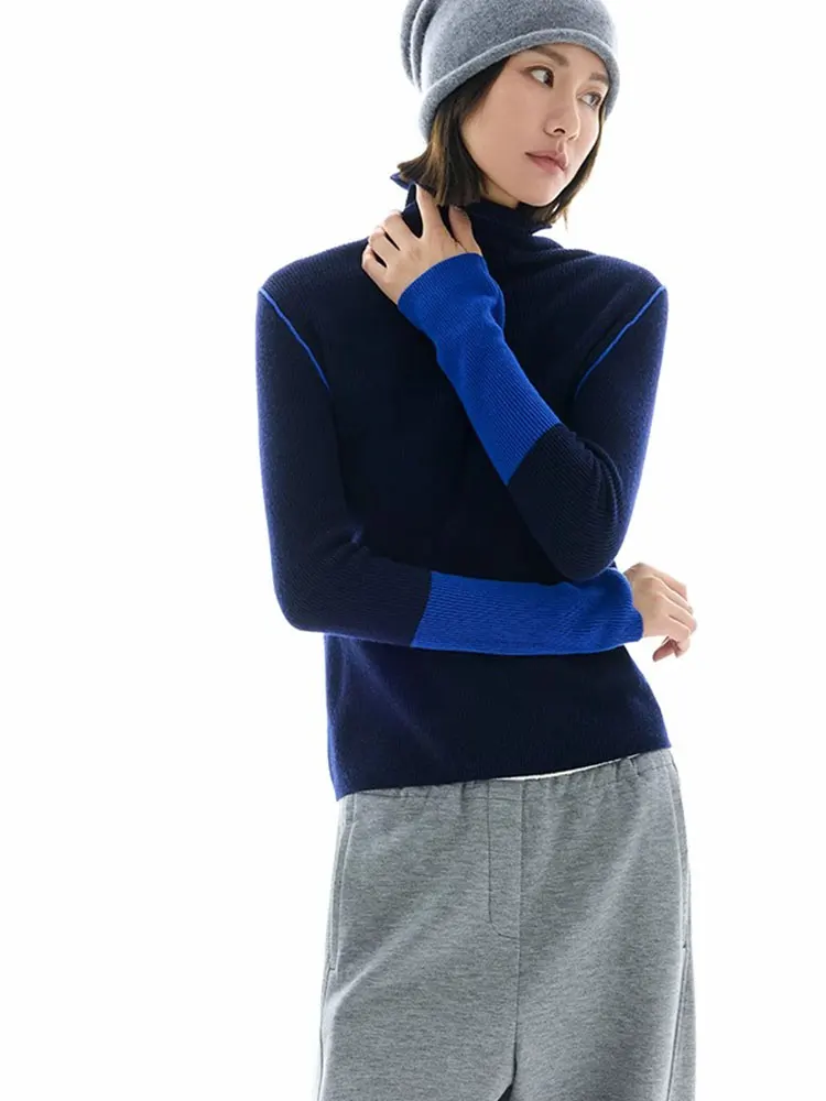 Ciepły Wygodny Miękki Wysoki Kołnierz Kolorowy Długi Sweter Dzianinowy Podkoszulek Koreański Luźny Krój Jesień Zima Nowość