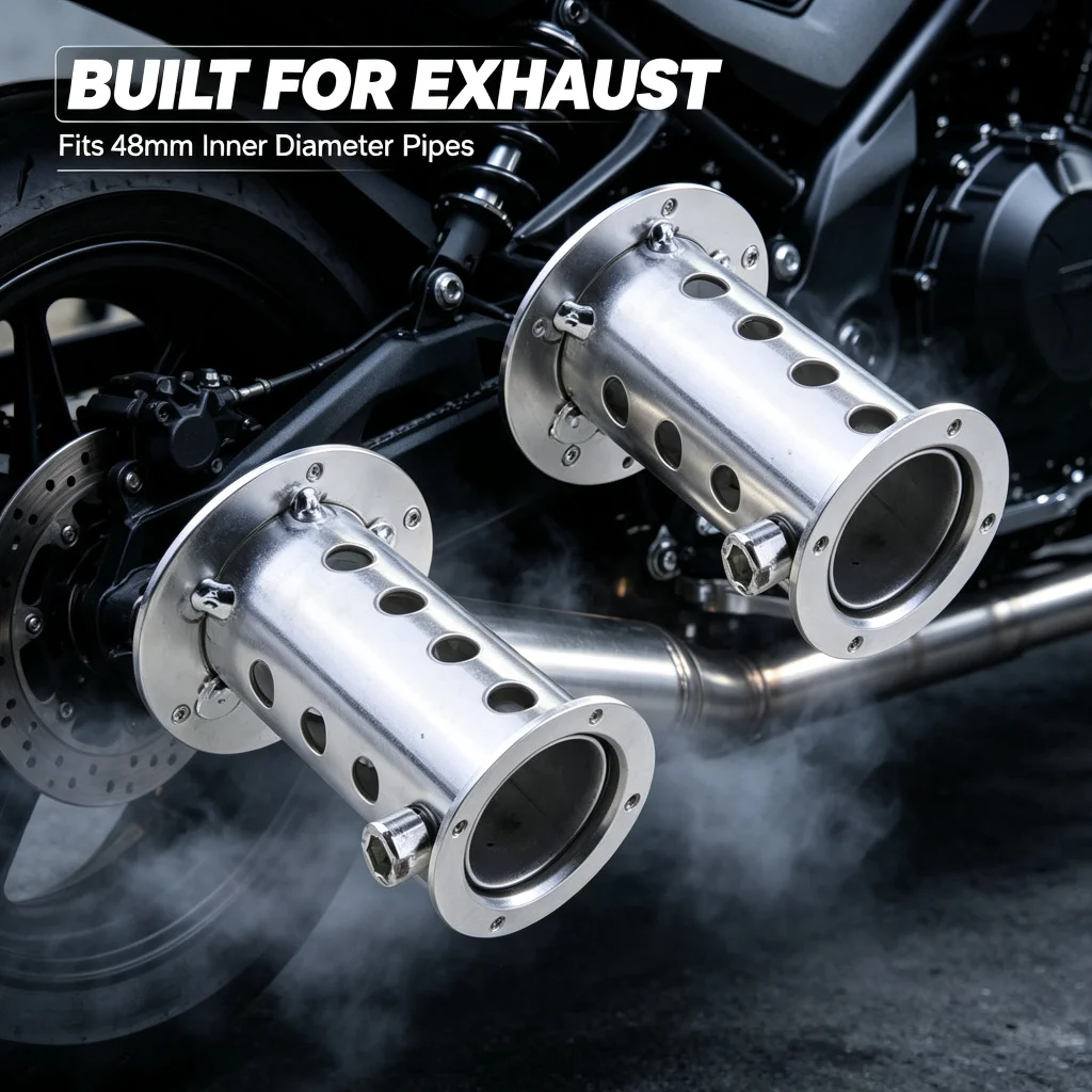 48mm Motorcycle Adjustable Exhaust Pipe Muffler Insert Baffle 2 pcs