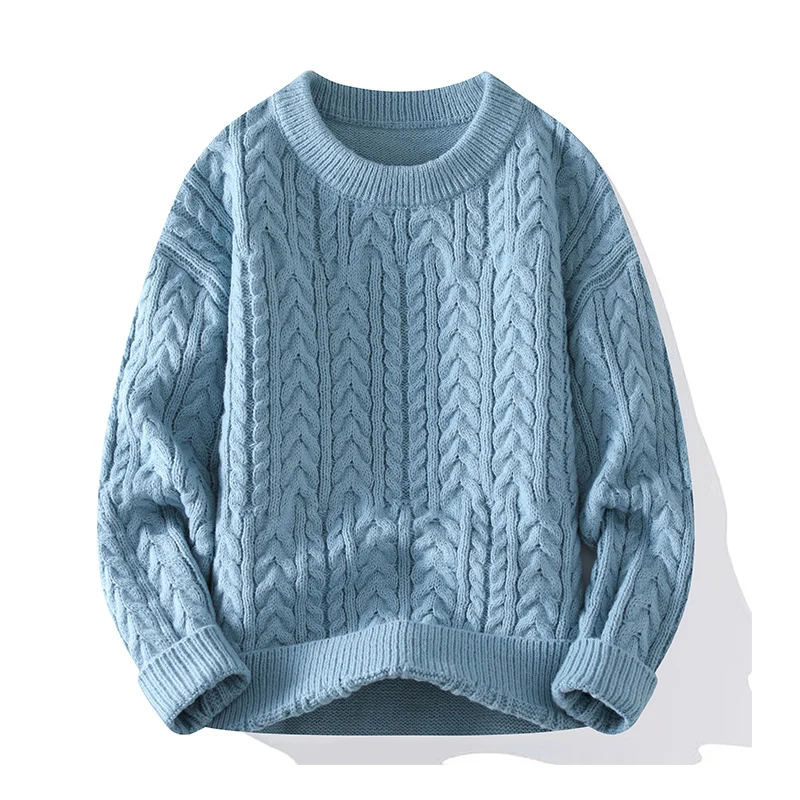 

Однодорожный мужской свитер большого размера с круглым вырезом, мужской зимний теплый городский свитер Y2K 2025 года, пуловер, джемпер, корейский свитер для мужчин