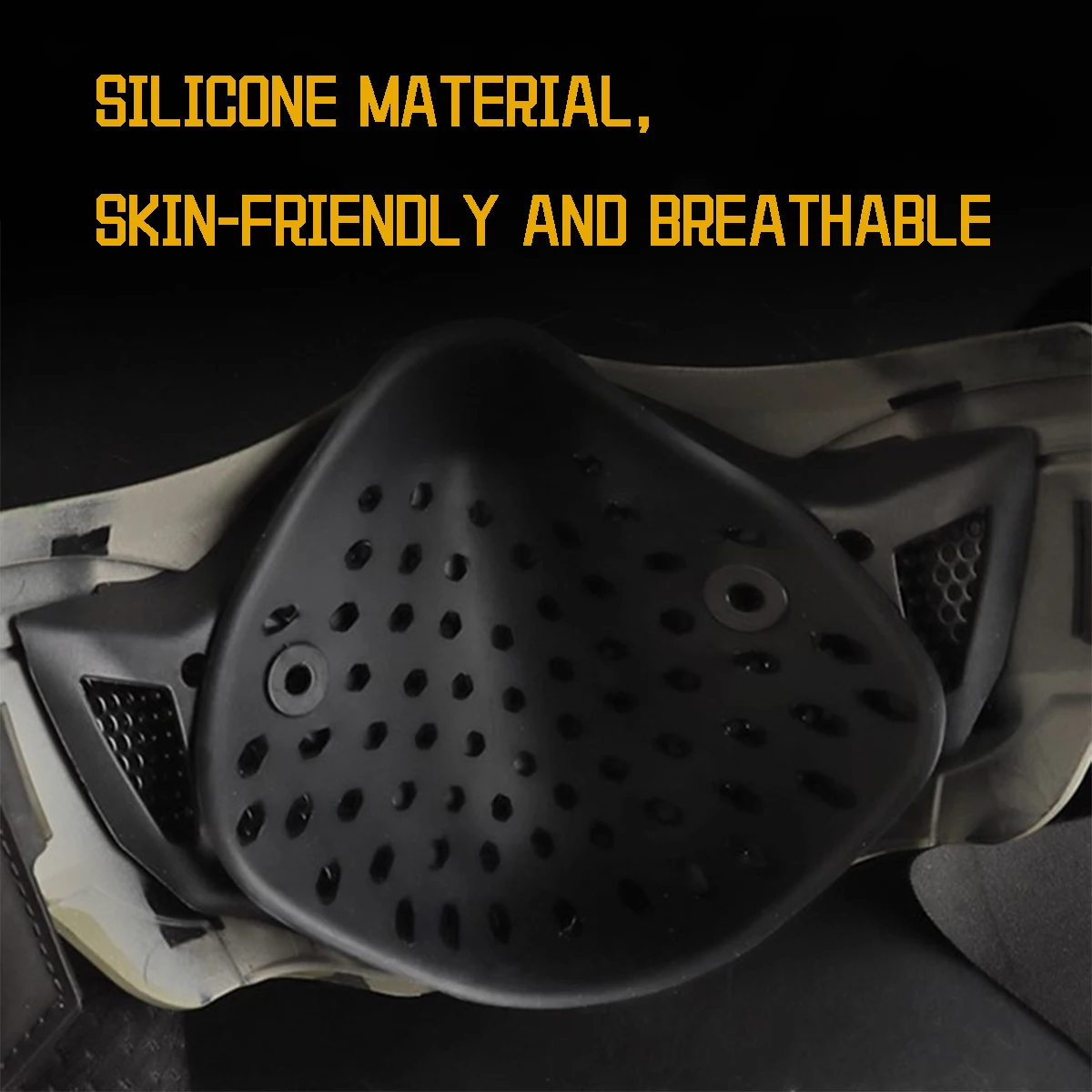 Airsoft Half Face Silica gel Mask with Ear Face Protection Cool Halloween Mesh Masks for CS Hunting Paintball Shooting Cosplay