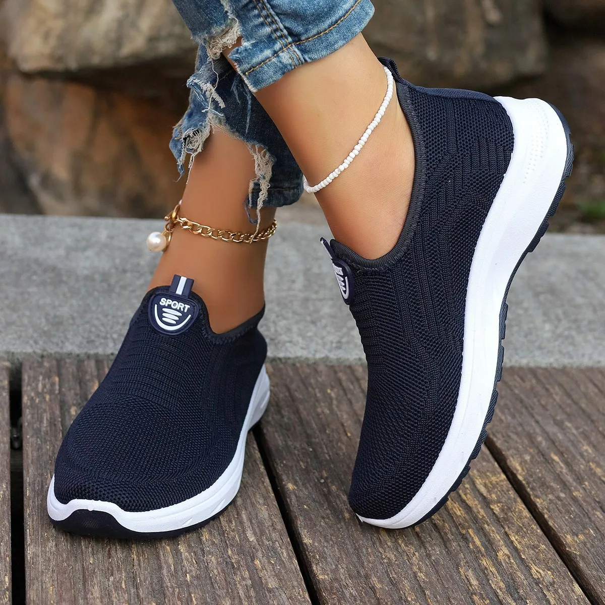 Summer New Mesh Breathable Large Size Casual Shoes for Women Soft Sole Lightweight One Step Single Shoes for Women