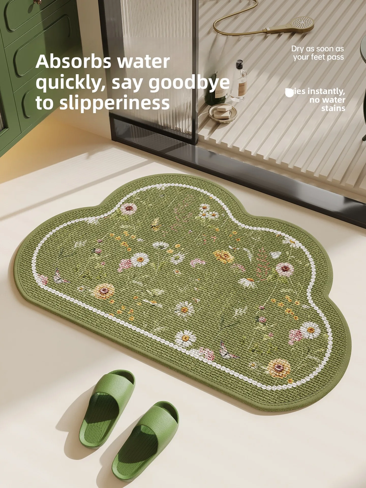 

Коврик для ванной Batoom: впитывающий, противоскользящий, быстросохнущий, с цветочным узором, для дома, для входа в туалет