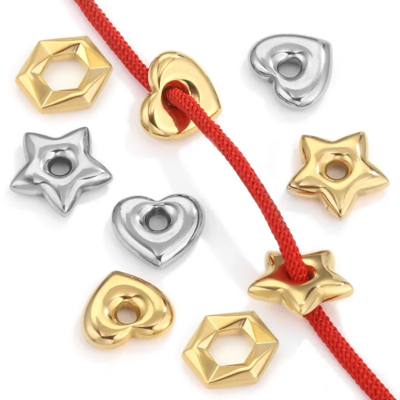 Large Aperture Multiple Types Stainless Steel Triangle Moon-shaped Heart Shape Charms for Jewelry Making Necklace DIY Materials