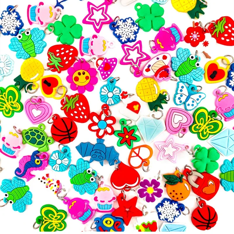 Soft charms DIY Cartoon Colorful Animal Flower Bead Pendants Colorful Rubber Loom Band Bracelet Jewelry Making Beads Toy Beads