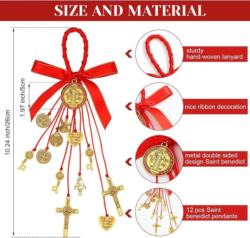1 قطعة وسام سانت بنديكت حماية من نعمة الشر الكاثوليكية سانت بينيتو ميدالا دلايات المجوهرات للنساء الرجال سيارة هدية