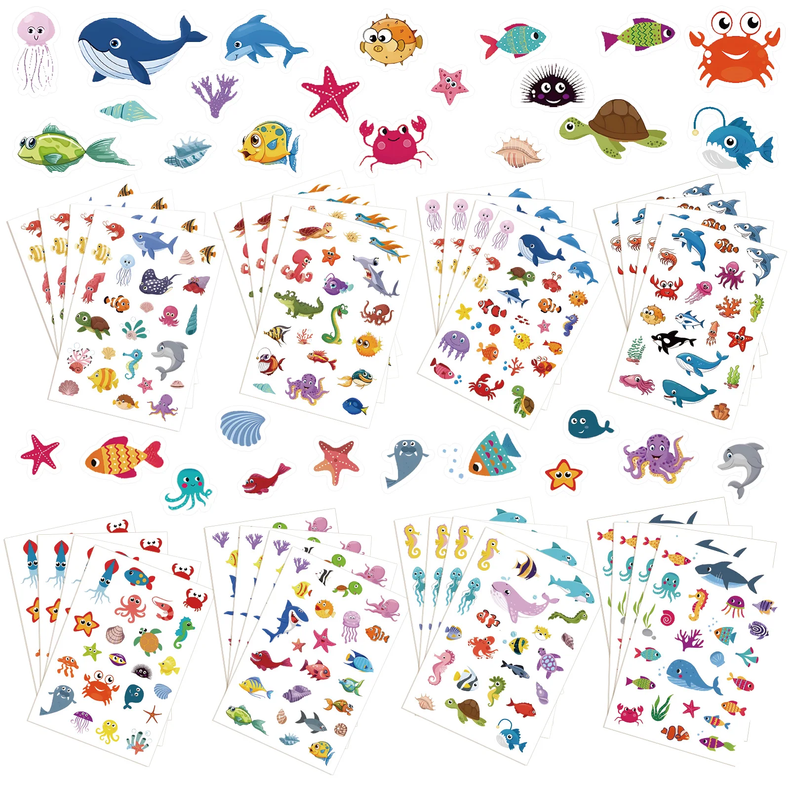 32 Sheets Ocean Animal Sticker Waterproof Vinyl Sticker Children Stationery Sticker Water Bottle Scrapbooking Laptop Decor Decal