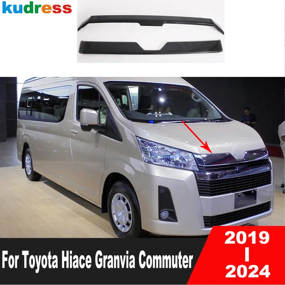 Front Grille Grills Cover Trim For Toyota HiAce Granvia Commuter 2019-2024 Carbon Fiber Car Racing Grill Frame Trim Accessories