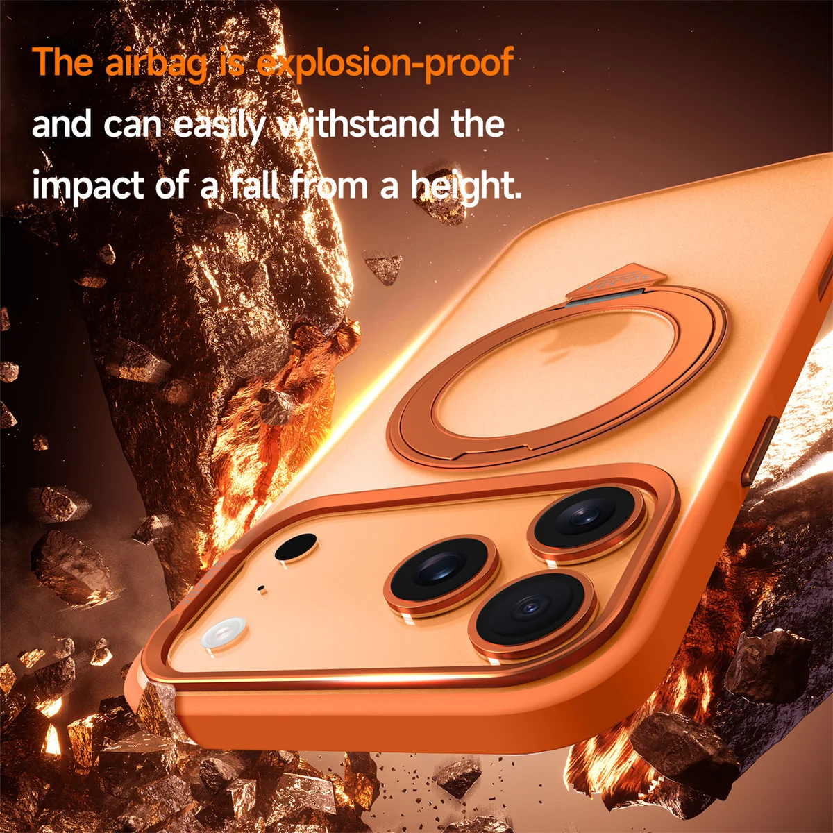Чехол для телефона с магнитным вращающимся кронштейном для IPhone 17 Pro Max 17 Air 17 Pro, матовый прозрачный ПК + кольцо из ТПУ, задняя крышка с подставкой