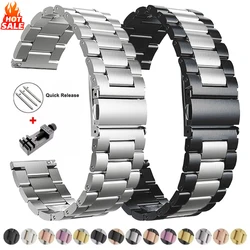 20mm 22mm Stainless Steel Strap for Samsung Galaxy Watch 7 6 5 4 5Pro 40/44mm 6 Classic 43mm 47mm Metal Band for Huawei GT6 4Pro