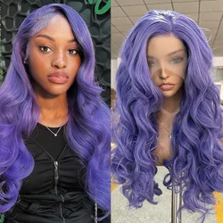 Fioletowa Peruka Body Wave Syntetyczna Koronka Przodu Peruka Naturalna Koronkowa Peruka Alma Purple Koronkowe Peruki Dla Kobiet Cosplay Anime Gotowe do Noszenia