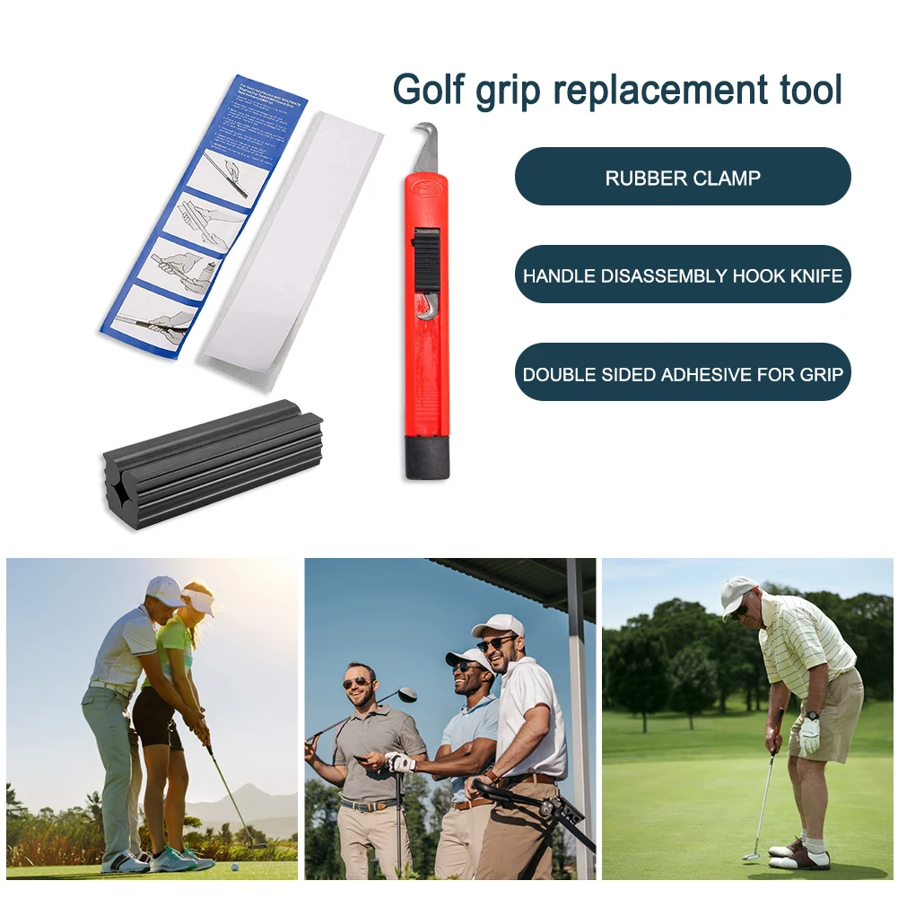 Club Cover Removal Repair Tool Set 13 Golf Grip Tape Strips Golf Club Grip Kit Rubber Vise Clamp for Golf Club Regripping