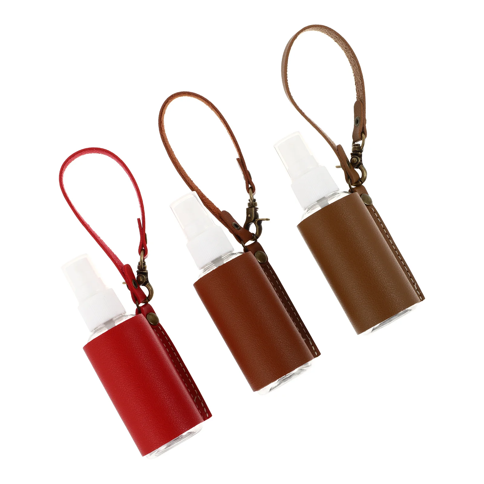 

3Sets Spray Bottle Case PU Cover Lightweight Travel Keychain Holder Portable Perfume Liquid Container Refillable Bottles