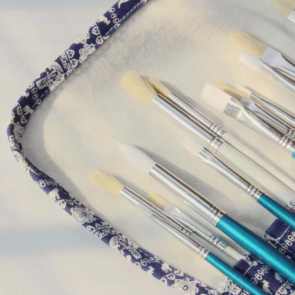 20-Loch-Künstlerpinselhalter, natürlicher Leinwandstoff, aufrollbarer Beutel zum Organisieren von Malwerkzeugen auf Reisen