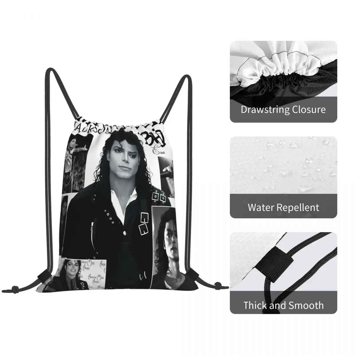 Michael Jackson Dancing Backpacks Casual Drawstring Bundle Pocket Sundries Bag Book Bags for Man Woman School