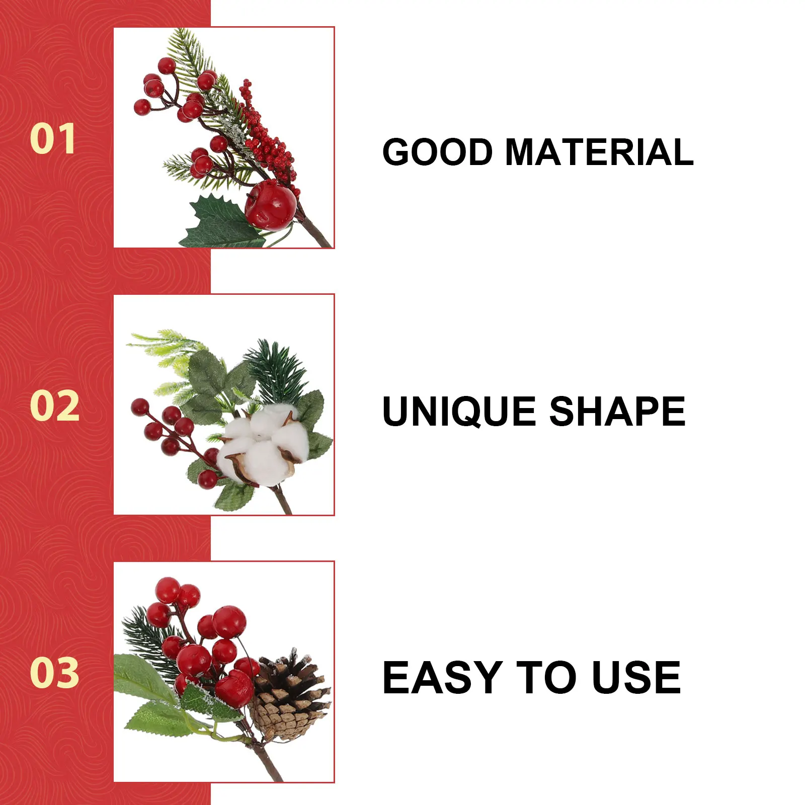 

4Pcs Artificial Berry Stems Christmas Decoration Versatile Red Berry Picks for Wreaths Vases Holiday Party Christmas Supplies