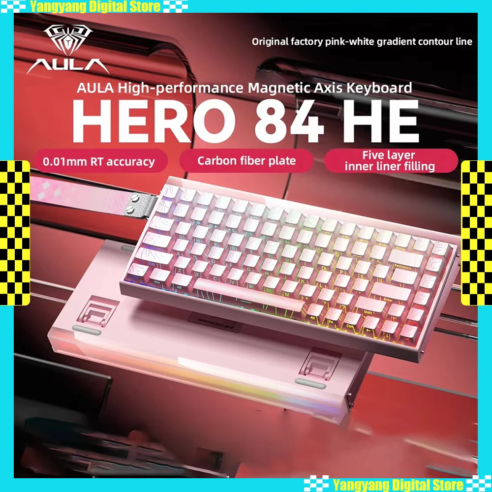 

AULA Hero84 He Wired Magnetic Keyboard Hot Swap RT0.01 8000Hz RGB Esports Gaming Mechanical Keyboard Custom Computer Accessories