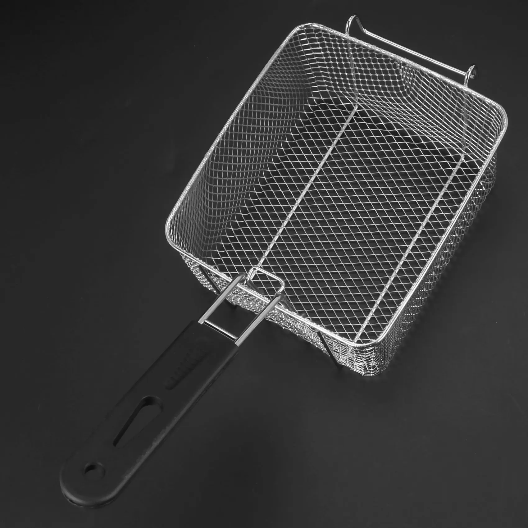 Aço inoxidável profunda Fry Basket, retângulo Wire Mesh Strainer com alça longa, fritura cozinhar ferramenta, comida apresentação talheres