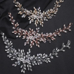 Handmade Rose Gold Silver Color Headbands Crystal Fashion Wedding Hair Accessories Rhinestone Headpiece Hairbands Women Jewelry