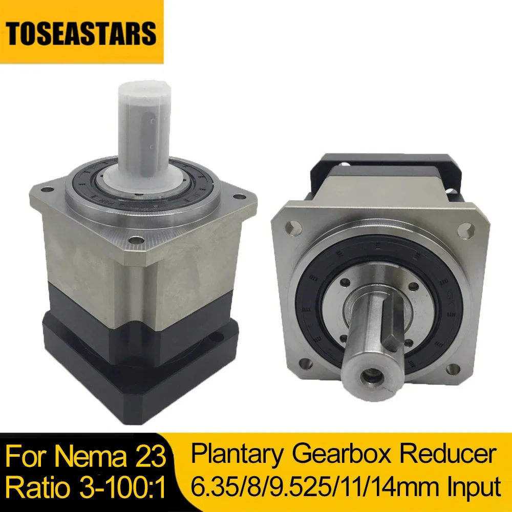 

Nema23 Planetary Gearbox Helical Gear High Precision 6.35/8/11/14/9.525mm Input 10:1 50:1 for 57mm Stepper Motor 200 400W Servo