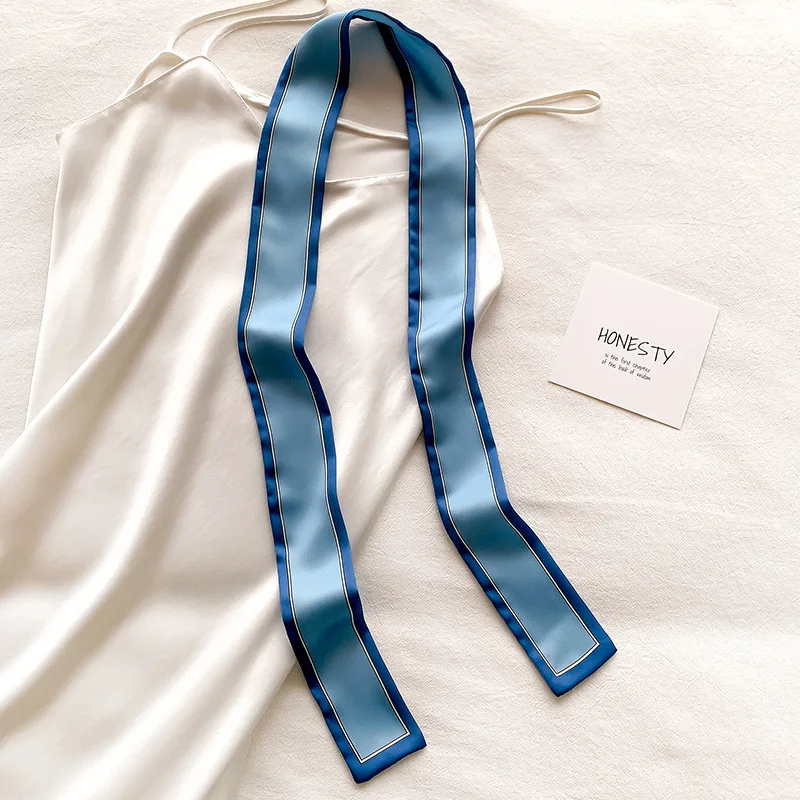 Frühling/Sommer Einfarbiges Band-Outdoor-Tuch 6*115cm Dekoratives Langes Stirnband Damen-Satin-Halstuch – Detail 5