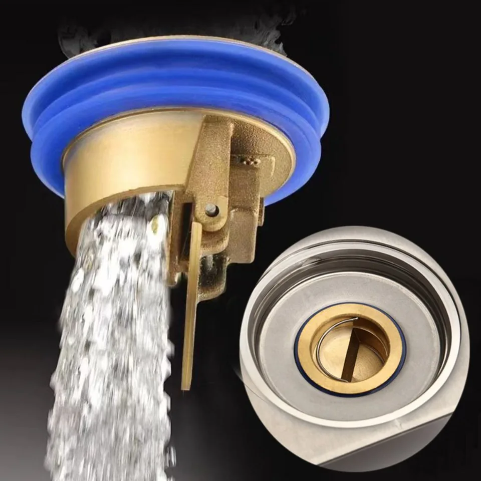 Copper Floor Drain Core – 1.77 Inch Anti-Odor, Fast Drainage, Automatic Opening/Closing Strainer For Bathroom, Kitchen, Shower Pipes
