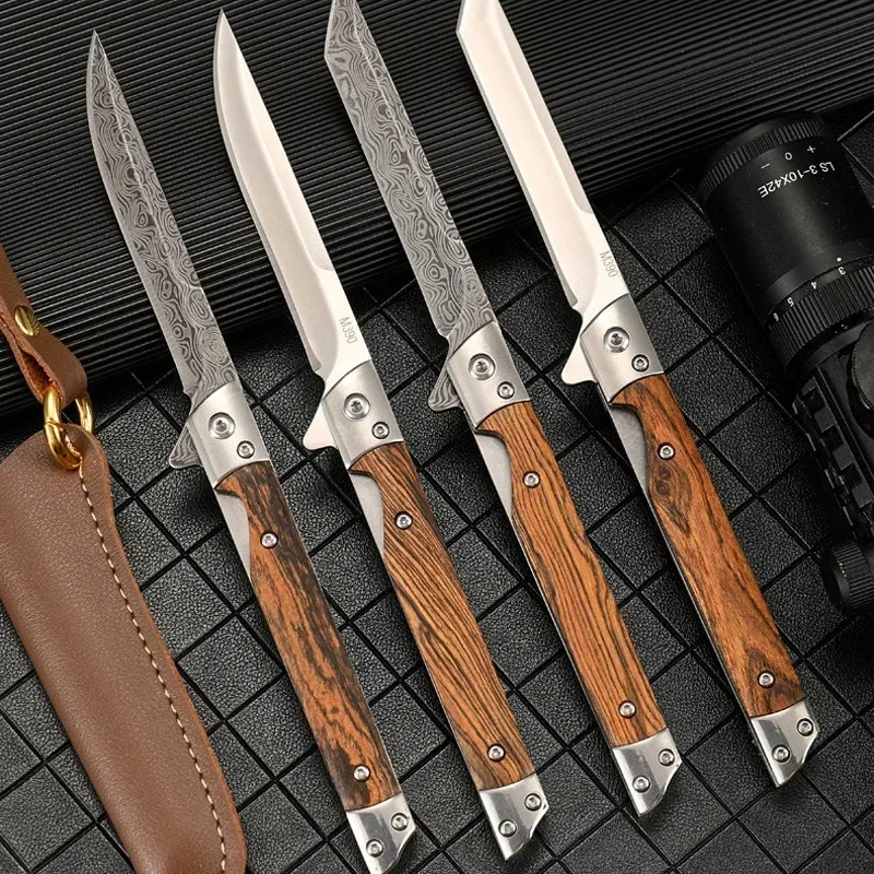 Damascus pattern folding knife,multi-purpose outdoor camping survival knife,stainless steel carrying high hardness folding knife