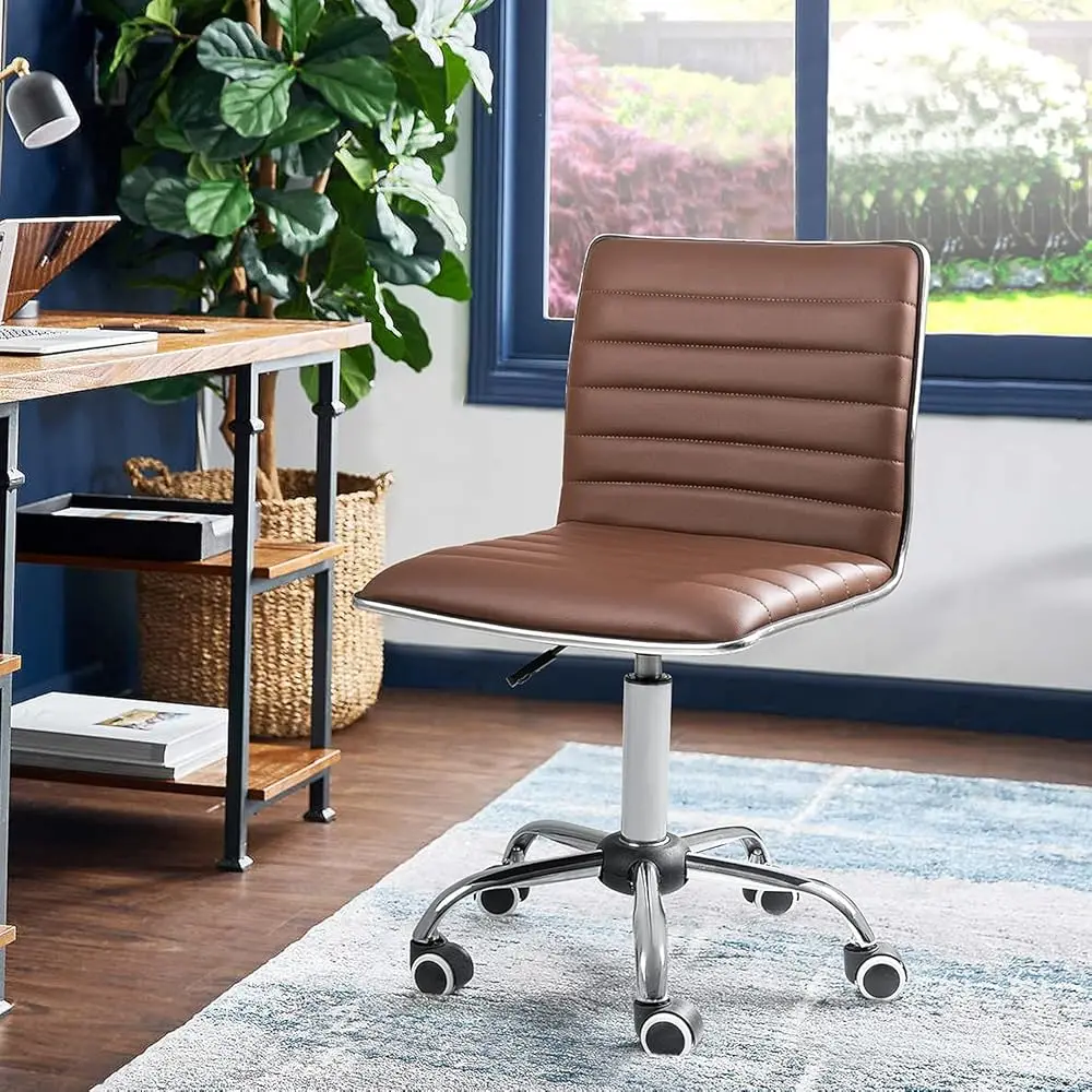 Office Chair Mid Ba Task Chair Adjustable Home Computer Executive Desk Chair With 360° Swivel (Brown)