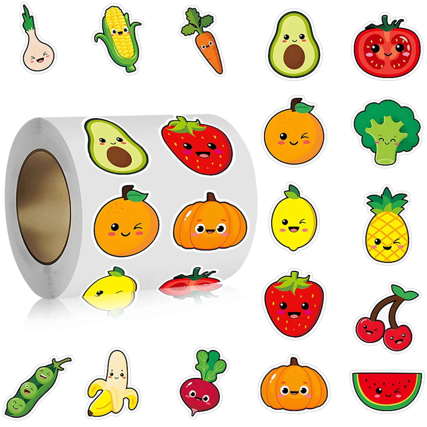 100-500pcs Colorful Fruits Vegetables Stickers Baking Birthday Wedding Party Gift Wrapping Label Scrapbook Stationery Stickers
