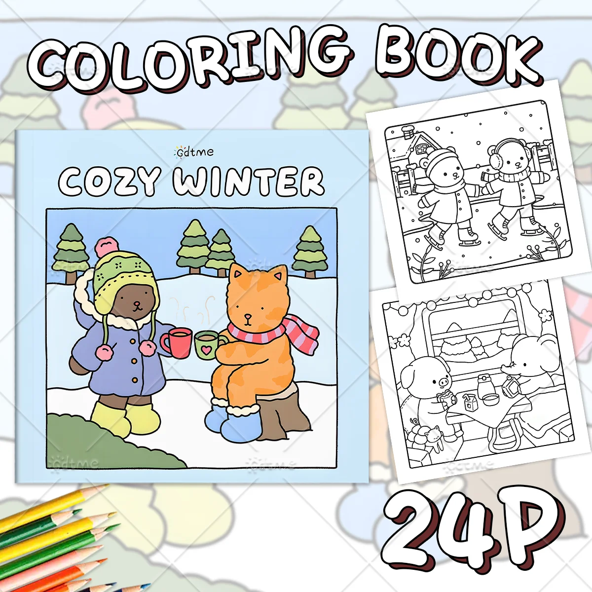 COZY WINTER Bold-easy Patterns Coloring Book for Adults Cute Drawing Book Perfect Gift for Party and Birthday