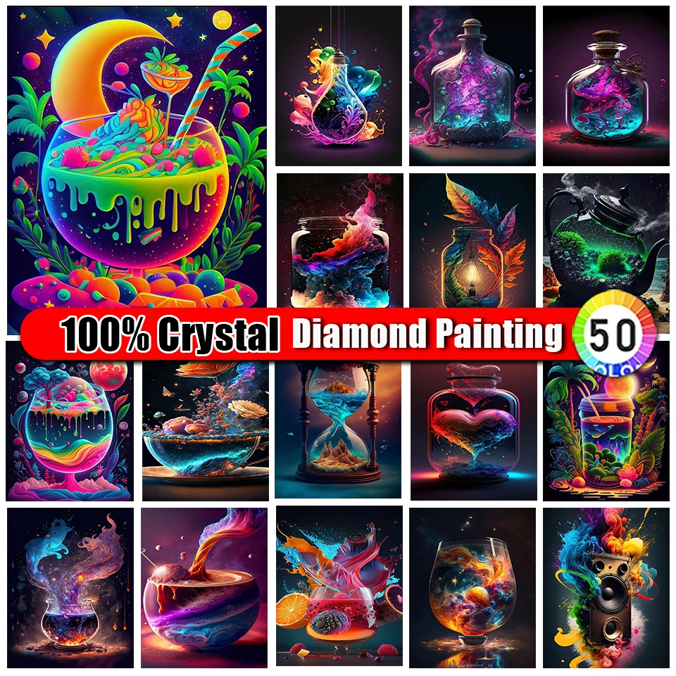 Merdika 100% Crystal Diamond Painting Cann Colorful Cross Stitch Kit Diy Diamond Embroidery Mosaic Scenery Rhinestone Art Gift