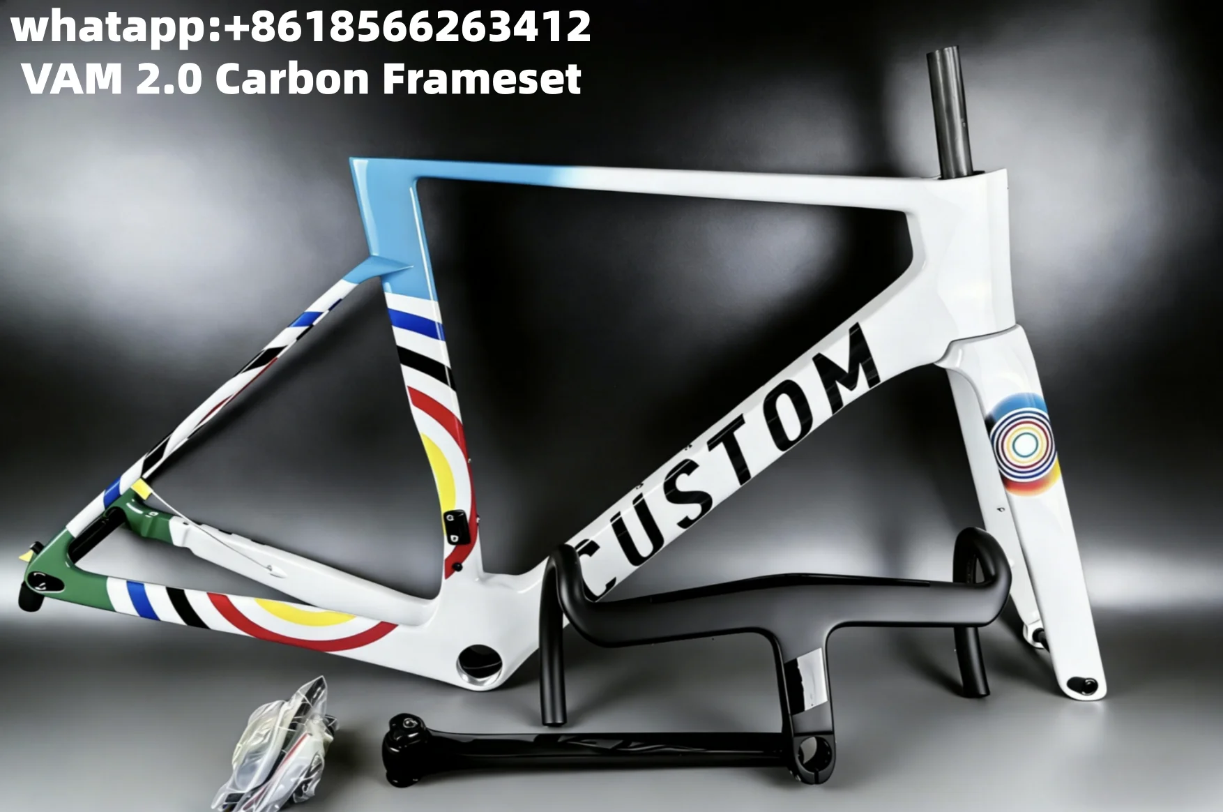 

T1100 OSTRO VAM 2.0 Bike Frame Carbon Road Frame Rainbow with Handlebar and 50MM Wheelset Custom Paint