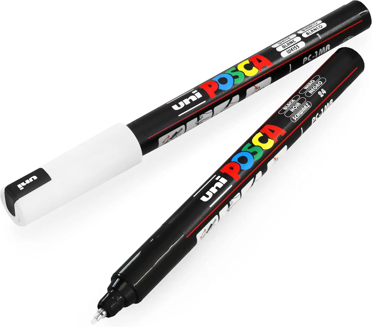 

0.7mm Fine Tip Paint Marker - Black and White, 2-Pack for Art & Crafts