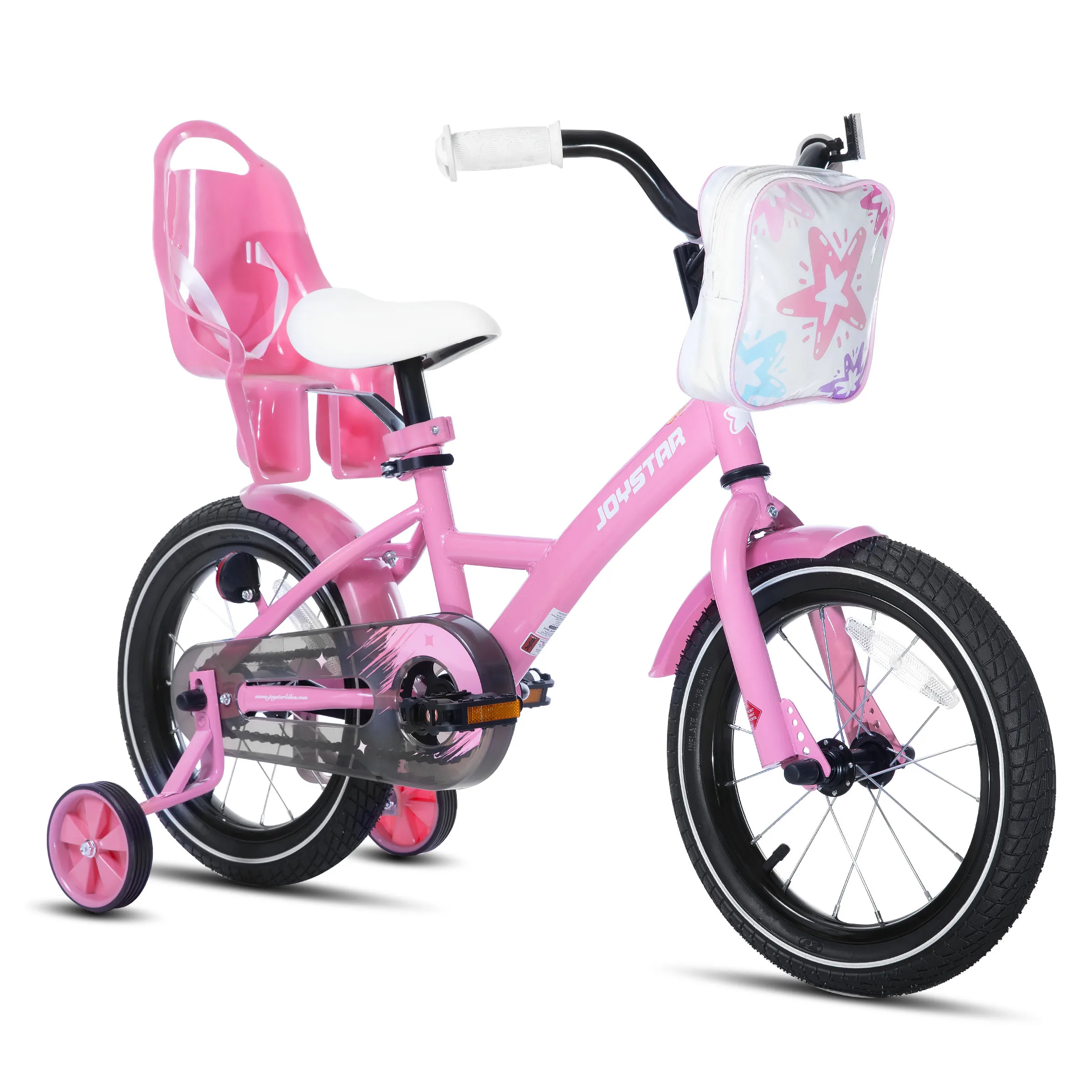 Joystar Bicicleta para niños de 14, 16 y 20 pulgadas para niñas de 3 a 10 años, bicicletas para niñas con ruedas de entrenamiento, serpentinas, cesta y asiento para muñecas