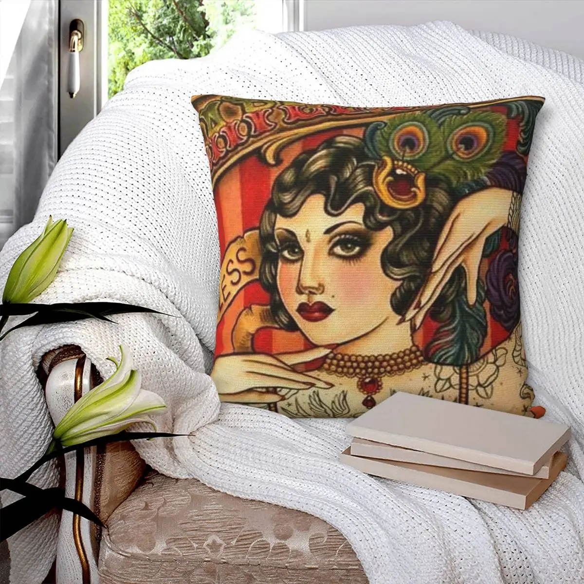 CHAPEL TATTOO Vintage Body Advertising Art Square Pillowcase Pillow Cover Cushion Decor Comfort Throw Pillow for Home Car