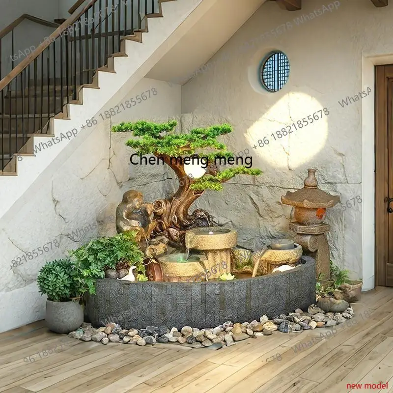 h178Garden fish pond rockery flowing water fountain ornament circulating water landscape outdoor, landscaping decoration