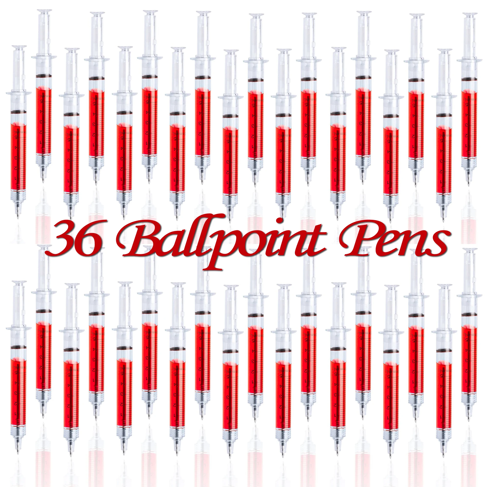 36Pcs Red Injection Type Ball Point Pen Doctor Nurse Gift Liquid Pen Color Syringe Pens