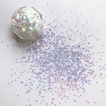 PrettyG 1盒 C0-1mm 迷你星星心形亮片閃粉,美人魚極光色閃粉,適用於樹脂DIY美甲裝飾 10 最佳銷售 心型閃光 - №10