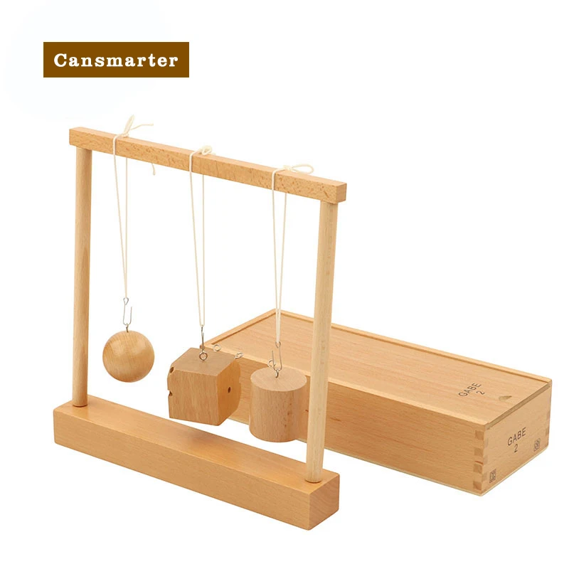 Montessori Baby Toys Froebel GABE 2 Wood Shapes Blocks Pullze Game Learning Educational Preschool Training Ball Toy for Children