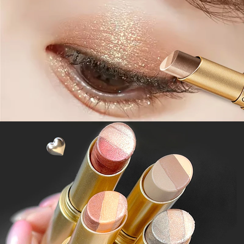 2 pcs 3-in-1 Cream Eyeshadow Stick Matte & Shimmer, Smooth Easy Apply Long Lasting Multicolor Eye Shadow for Daily Makeup