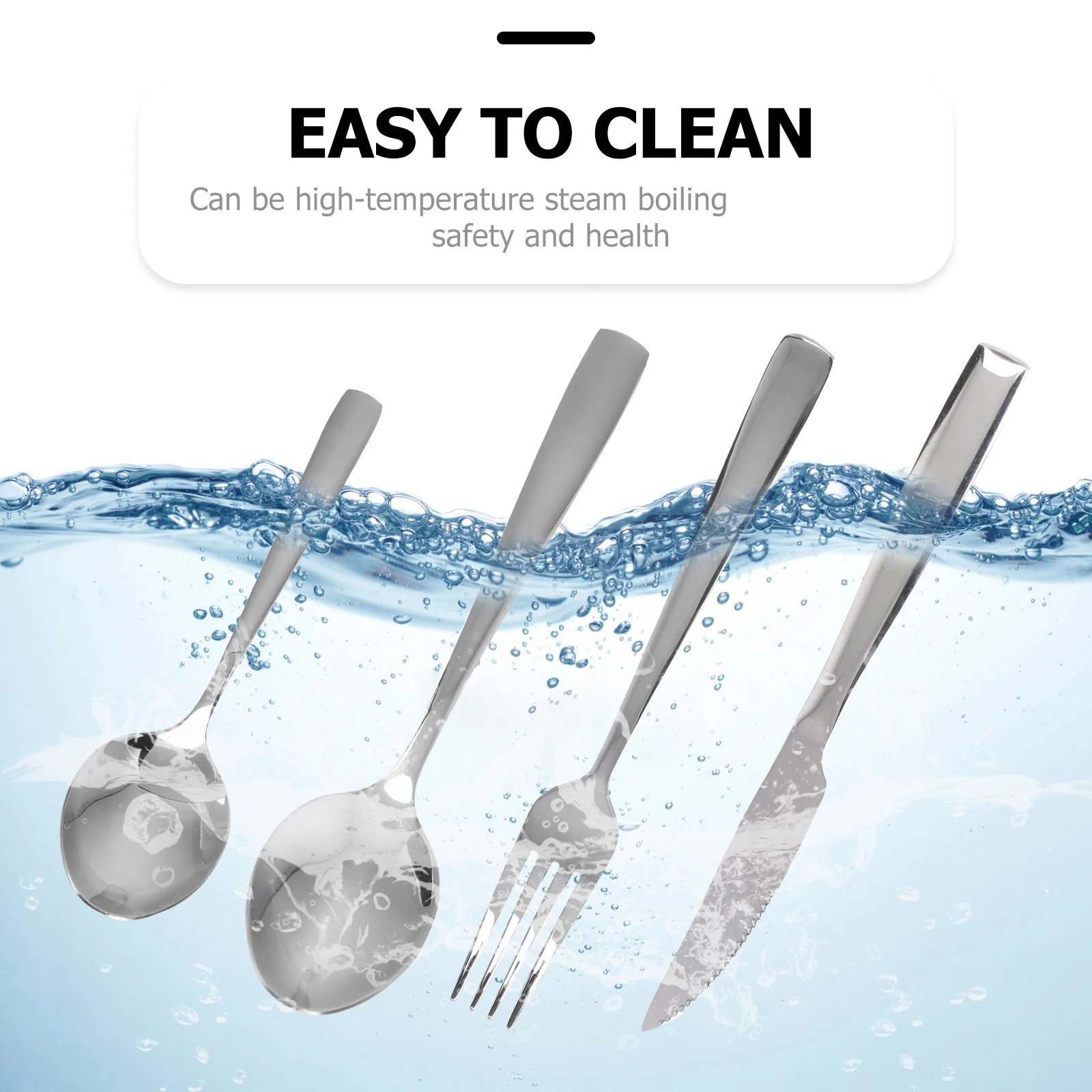 

4pcs Stainless Steel Set Square Handle Nordic Style Dishwasher Safe Cutlery Spoon Fork Knife Premium Quality Durability