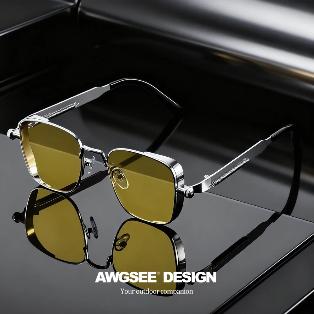 1/3PC Vintage Steampunk Quadratische Sonnenbrille mit Metallrahmen, Unisex Retro Grunge Punk Brille für Alltagsmode, Karnevalspartys, UV400